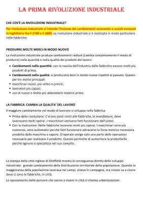 La Prima Rivoluzione Industriale: Riassunto e Schema della Rivoluzione Industriale Inglese