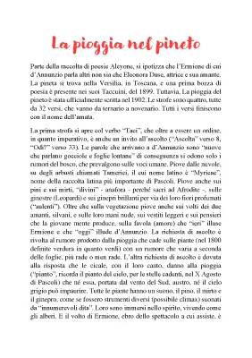 La Pioggia nel Pineto: Testo e Parafrasi per Bambini