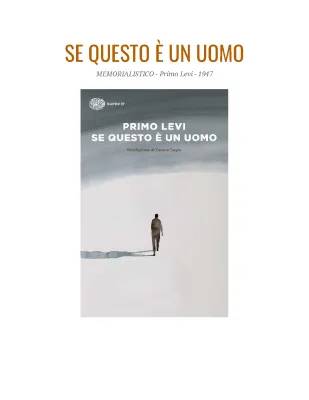 Primo Levi: Vita, Opere e Riassunto (PDF) di Se questo è un uomo - Breve Sogno, Opere Important  