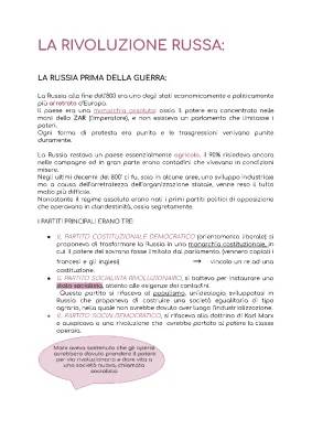 Scopri il contesto storico della Russia prima della rivoluzione e i partiti dell'800