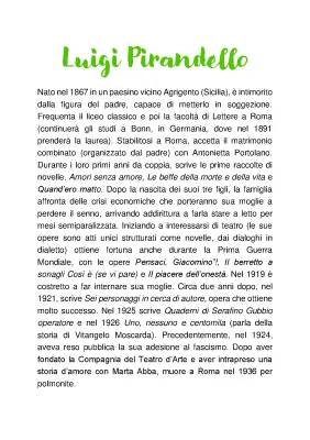 Vita e Opere di Luigi Pirandello: Riassunto e PDF