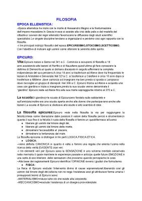 Epicuro e la Filosofia Ellenistica - Riassunto PDF per Bambini