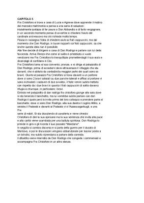 Capitolo 5 Promessi Sposi - Riassunto Breve e PDF