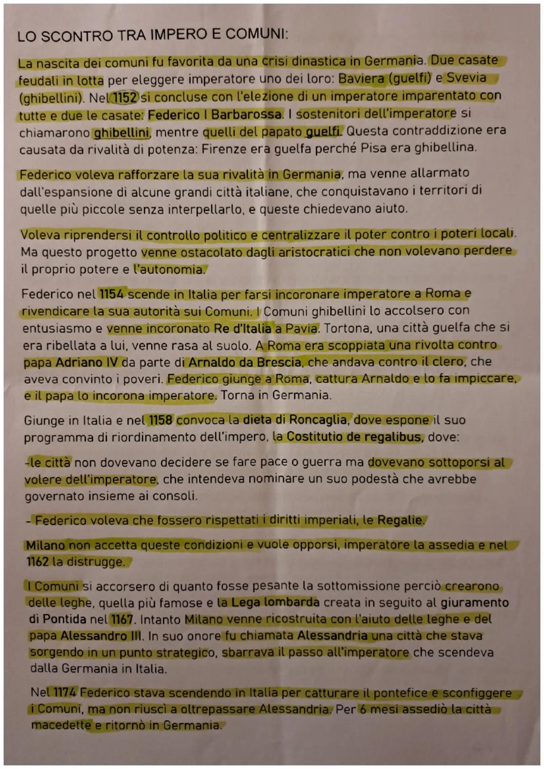 # L'ITALIA COMUNALE E L'IMPERO:

LA NASCITA DEL COMUNE MEDIEVALE:

Il comune è una forma di autogoverno cittadino che nasce da un vuoto di p