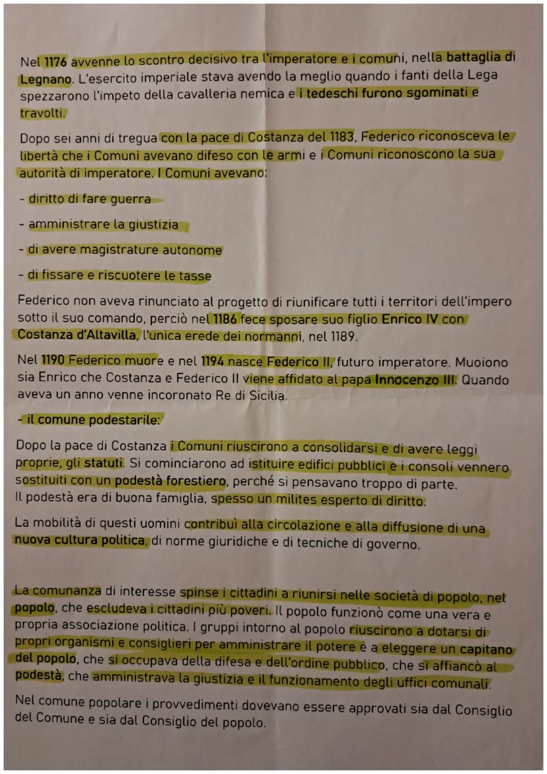 # L'ITALIA COMUNALE E L'IMPERO:

LA NASCITA DEL COMUNE MEDIEVALE:

Il comune è una forma di autogoverno cittadino che nasce da un vuoto di p