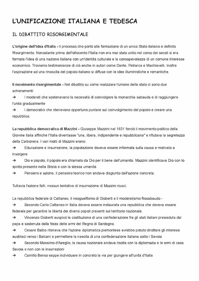 Know Il Risorgimento italiano e l'Unificazione tedesca  thumbnail