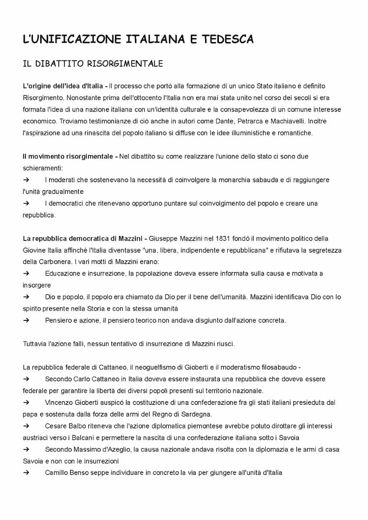Know Il Risorgimento italiano e l'Unificazione tedesca  thumbnail