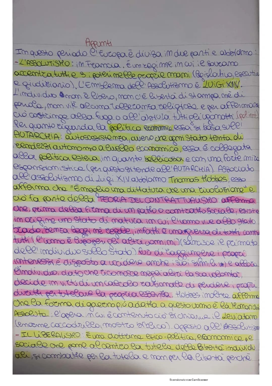 Riassunto dell'Assolutismo Illuminato e del Contrattualismo: Significato e Differenze
