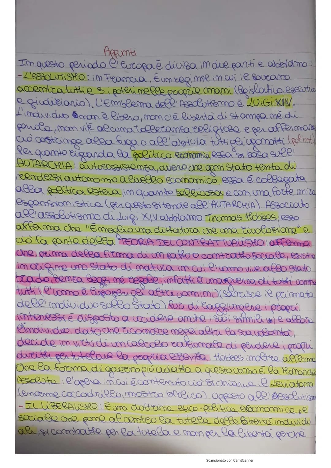 Appunti
I'm questo periodo l'Europa è divisa in due parti e abbromo:
-L'ASSOLUTISHO: im Francia. É um regime in cui il sovrano
accentra tutt