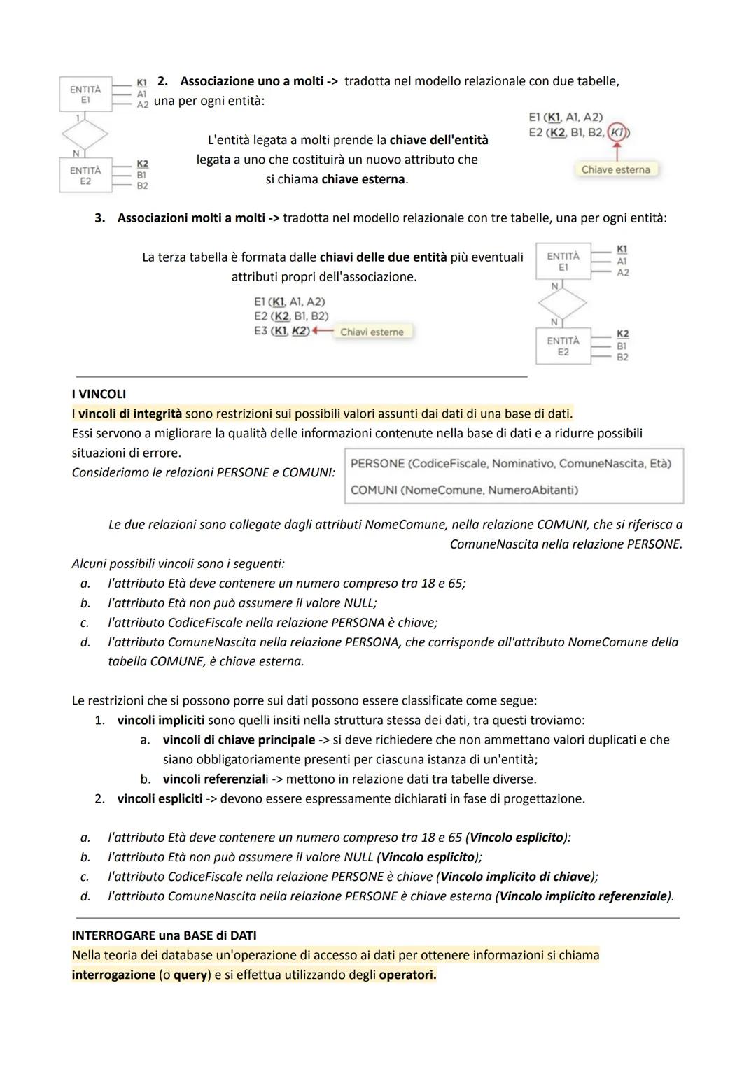 PROGETTAZIONE di DATI
Una base di dati viene creata attraverso 3 modelli:
1. progettazione concettuale -> analisi esterna (non tiene in cons