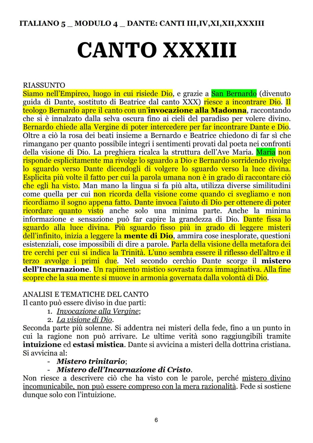 ITALIANO 5 MODULO 4 DANTE: CANTI III,IV,XI,XII,XXXIII
CANTO III
RIASSUNTO
Dopo la spiegazione data da Beatrice sulle macchie lunari, Dante c