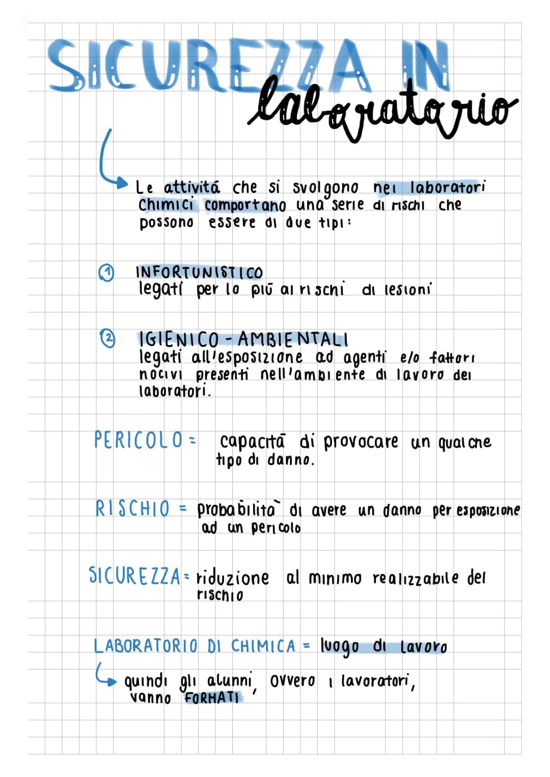 la sicurezza in laboratorio di chimica