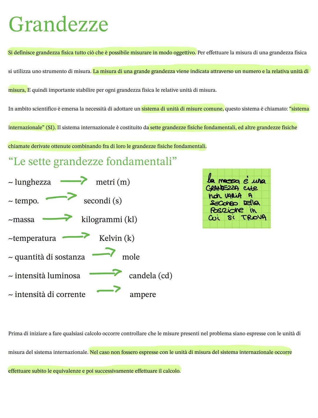 # Grandezze

Si definisce grandezza fisica tutto ciò che è possibile misurare in modo oggettivo. Per effettuare la misura di una grandezza f