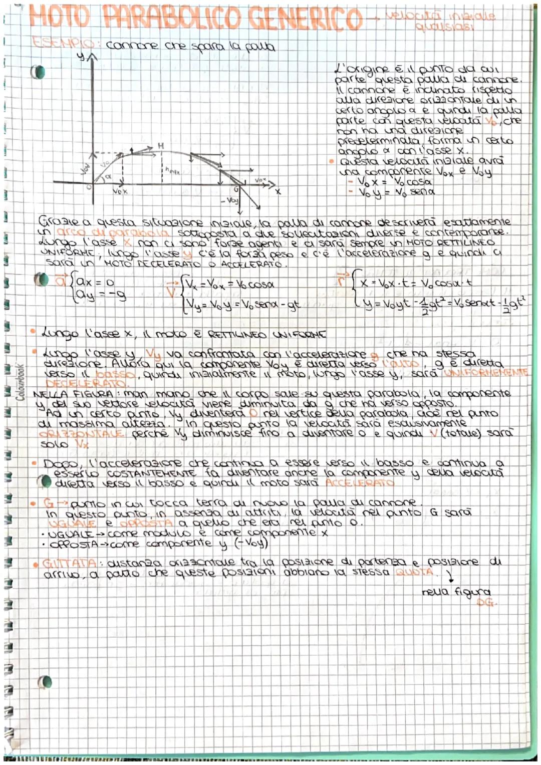 HOTO PARABOLICO
Il moto parabouco è l'esempio migliore di composizione di moti
simultaner; se un punto materiale è sottoposto contemporaneam