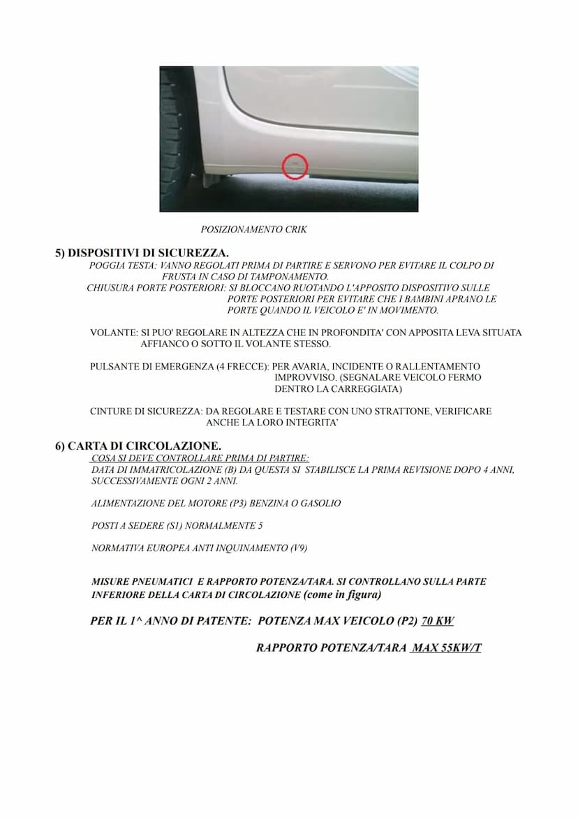 B
DOMANDE ESAME GUIDA.
1) CONTROLLO LIVELLO LIQUIDI.
Veicolo in SOSTA (prima, freno di stazionamento inserito e motore spento), in PIANO e a