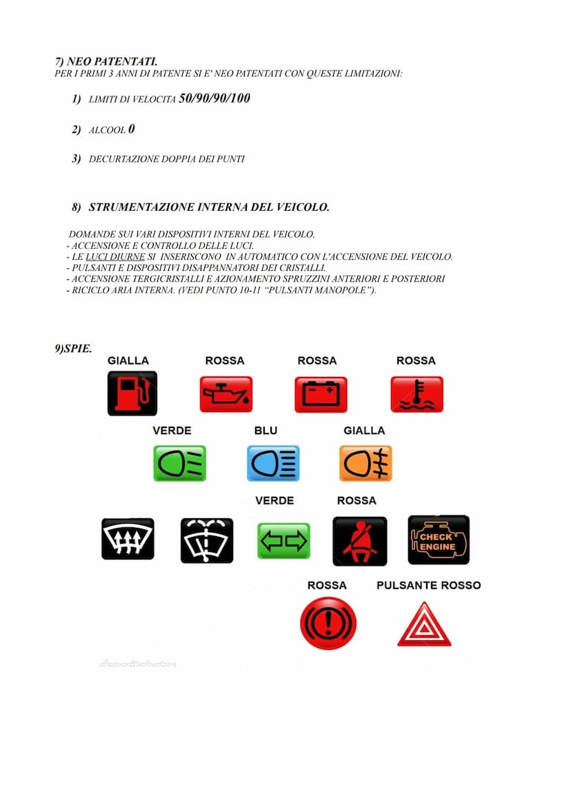 B
DOMANDE ESAME GUIDA.
1) CONTROLLO LIVELLO LIQUIDI.
Veicolo in SOSTA (prima, freno di stazionamento inserito e motore spento), in PIANO e a