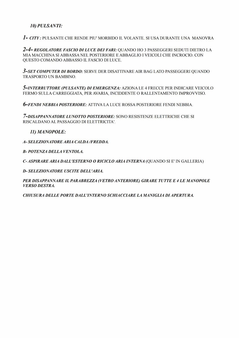 B
DOMANDE ESAME GUIDA.
1) CONTROLLO LIVELLO LIQUIDI.
Veicolo in SOSTA (prima, freno di stazionamento inserito e motore spento), in PIANO e a