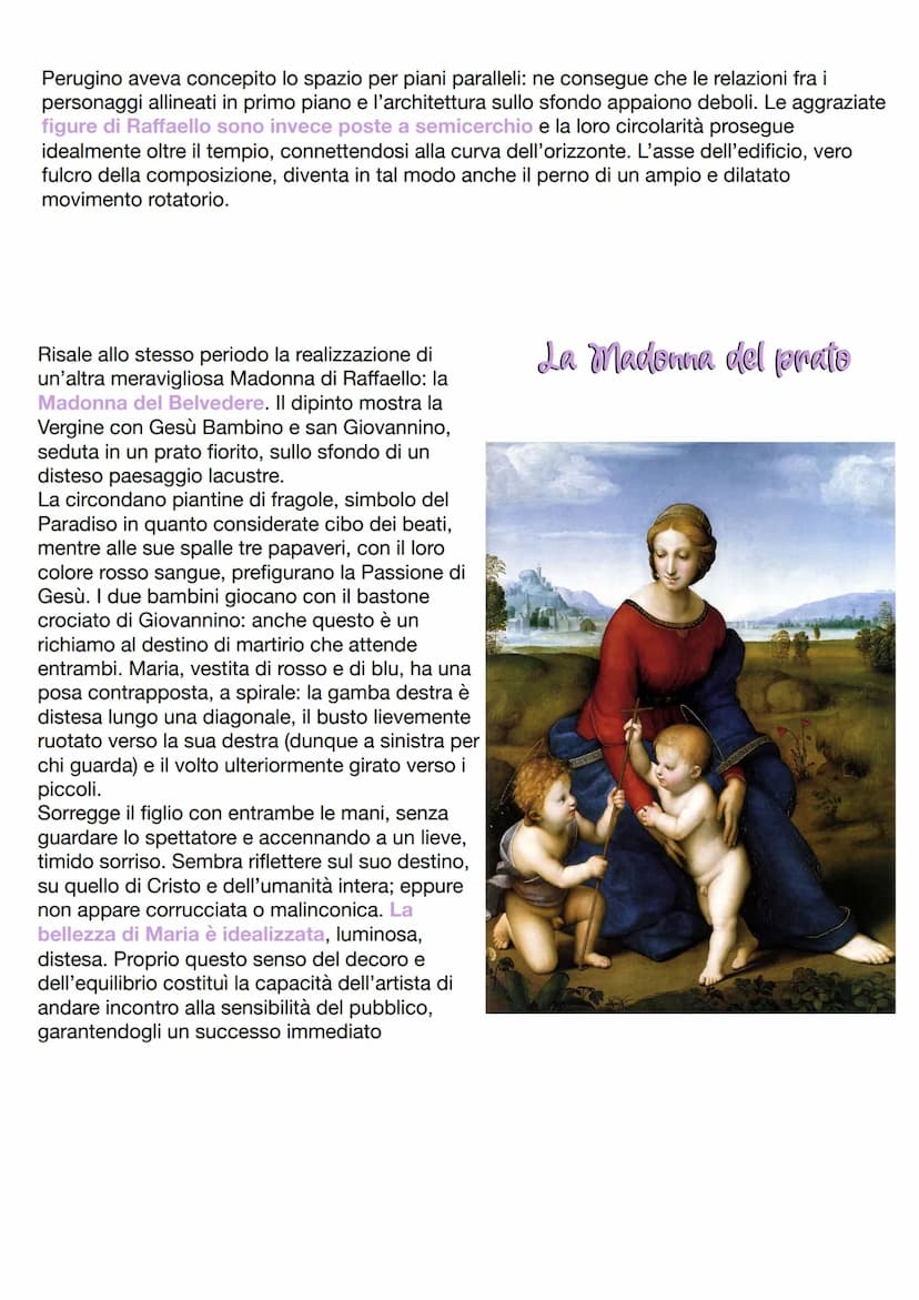 Raffaello Sanzio
Raffaello Sanzio fu pittore e architetto. Nacque ad Urbino il 6 aprile 1483. Rimasto orfano a
soli undici anni, Raffaello v