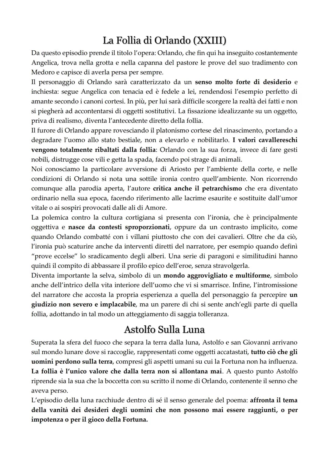 l'Orlando Furioso
L'Orlando Furioso di Ariosto viene considerato una continuazione dell'Orlando
Innamorato di Boiardo, la quale materia cava