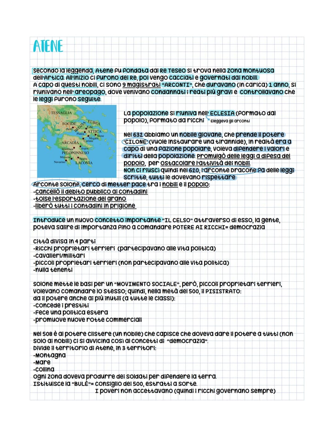 ATENE
secondo la leggenda, Atene fu fondata dal Re Teseo si trova nella zona montuosa
dell'artica. All'inizio ci furono dei Re, poi vengo ca