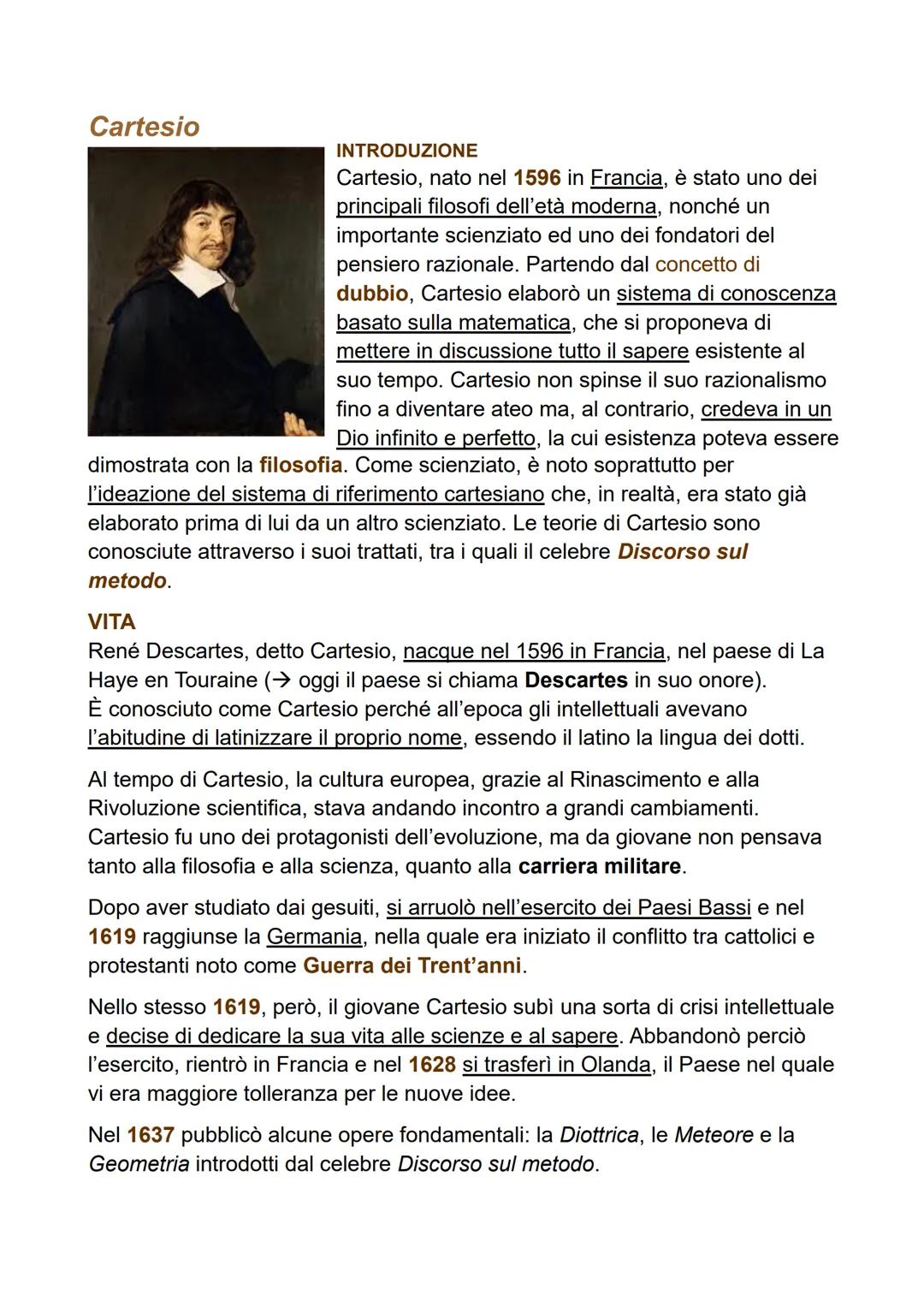 # Cartesio

INTRODUZIONE
Cartesio, nato nel 1596 in Francia, è stato uno dei
principali filosofi dell'età moderna, nonché un
importante scie