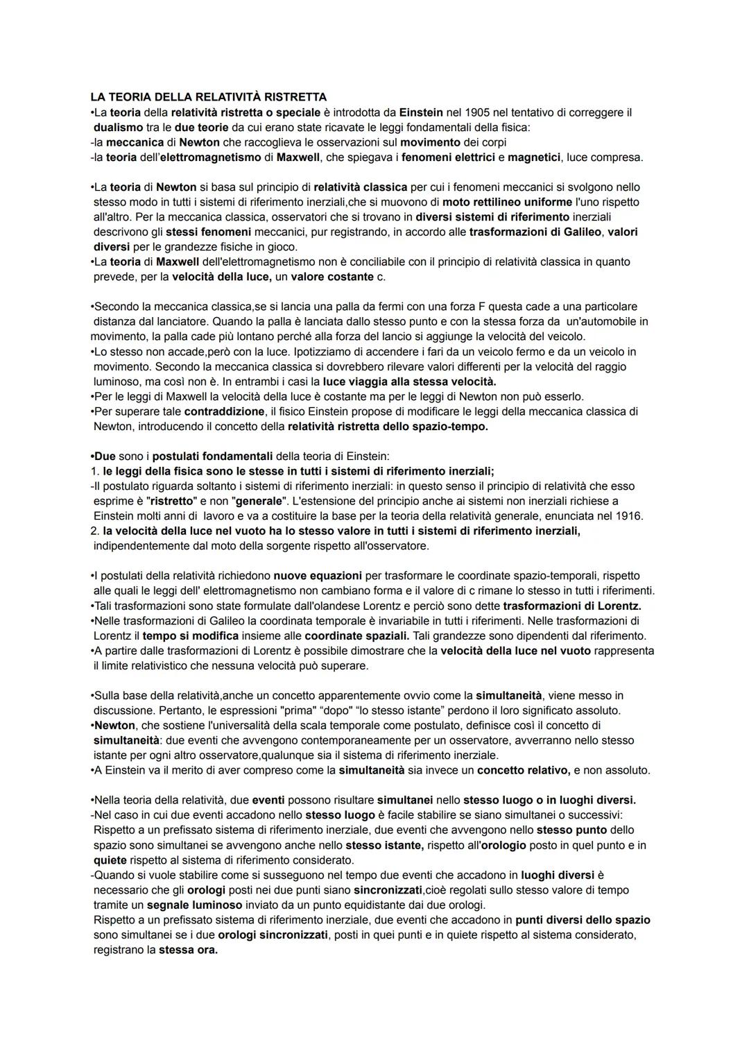 Teoria della relatività ristretta