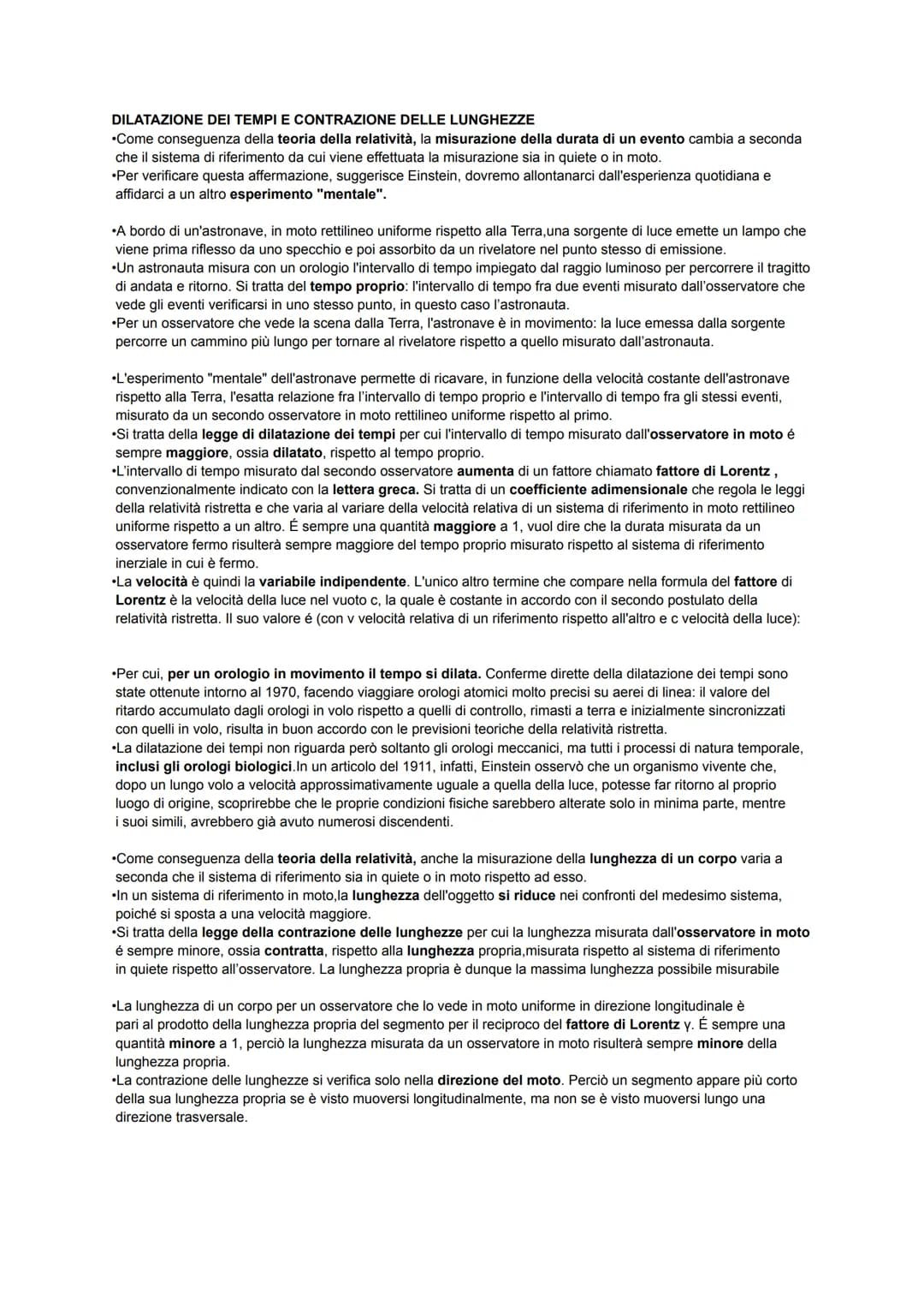 LA TEORIA DELLA RELATIVITÀ RISTRETTA
•La teoria della relatività ristretta o speciale è introdotta da Einstein nel 1905 nel tentativo di cor