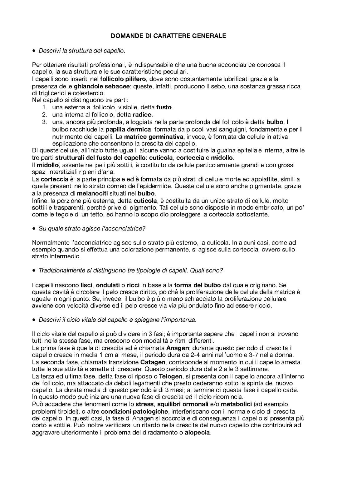 domande esame parrucchieri