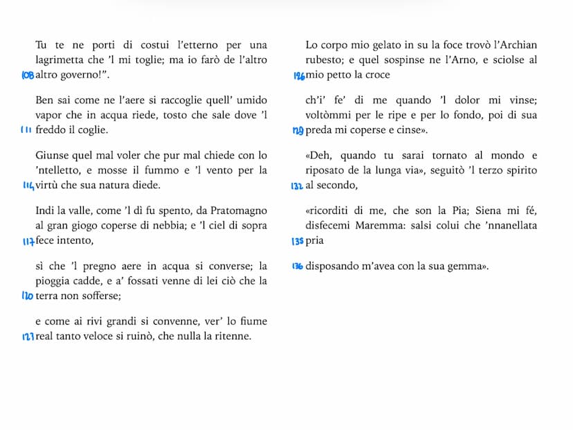 V canto
Il canto si apre con il motivo della meraviglia delle anime che vedono l'ombra fatta dal corpo di
Dante. Le anime pronunciano quasi 