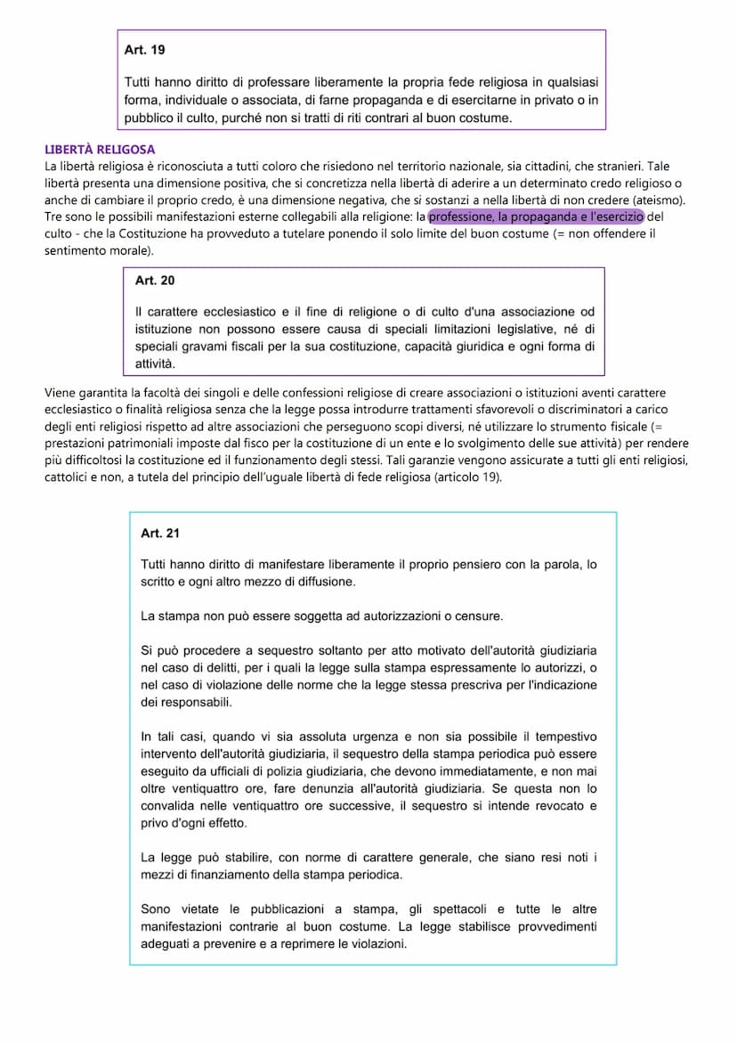 I TITOLO DELLA COSTITUZIONE
ARTICOLI 13-28: RAPPORTI CIVILI
La Costituzione garantisce il rispetto dei diritti e delle libertà fondamentali,