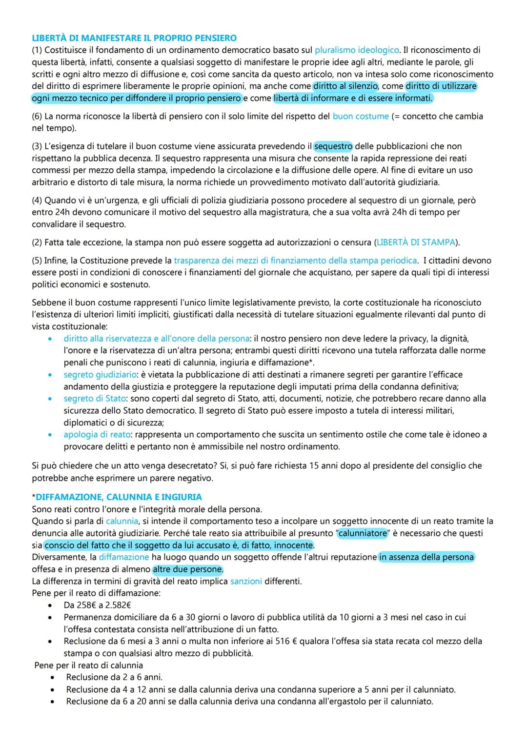 I TITOLO DELLA COSTITUZIONE
ARTICOLI 13-28: RAPPORTI CIVILI
La Costituzione garantisce il rispetto dei diritti e delle libertà fondamentali,