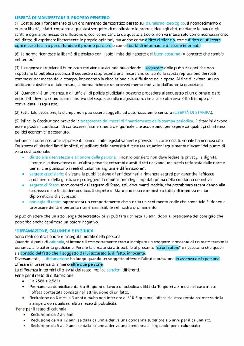 I TITOLO DELLA COSTITUZIONE
ARTICOLI 13-28: RAPPORTI CIVILI
La Costituzione garantisce il rispetto dei diritti e delle libertà fondamentali,