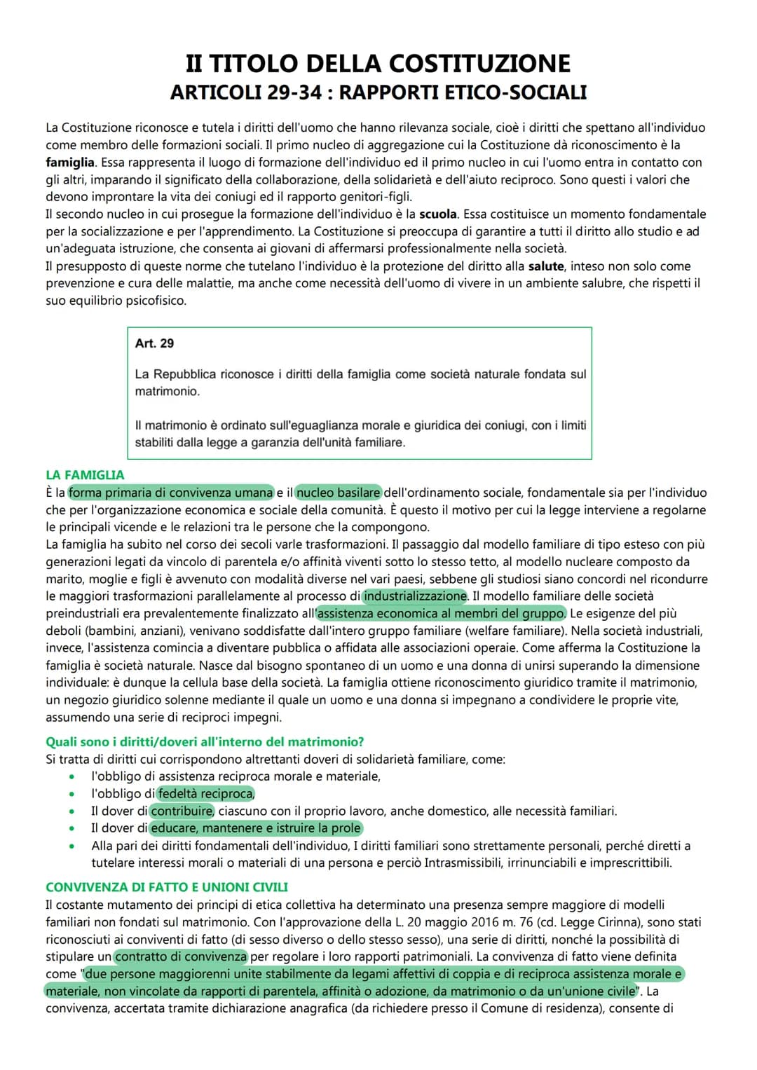 I TITOLO DELLA COSTITUZIONE
ARTICOLI 13-28: RAPPORTI CIVILI
La Costituzione garantisce il rispetto dei diritti e delle libertà fondamentali,
