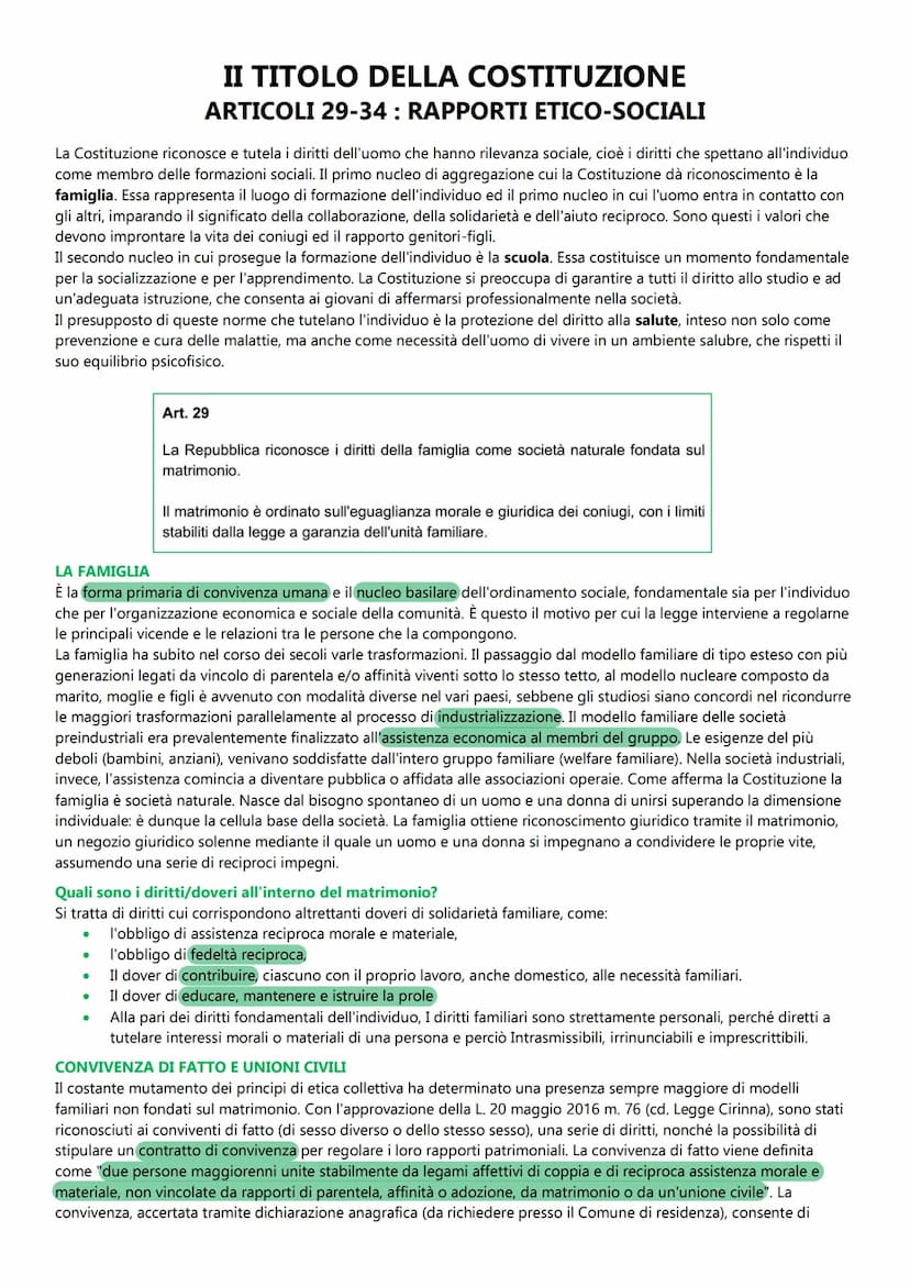I TITOLO DELLA COSTITUZIONE
ARTICOLI 13-28: RAPPORTI CIVILI
La Costituzione garantisce il rispetto dei diritti e delle libertà fondamentali,