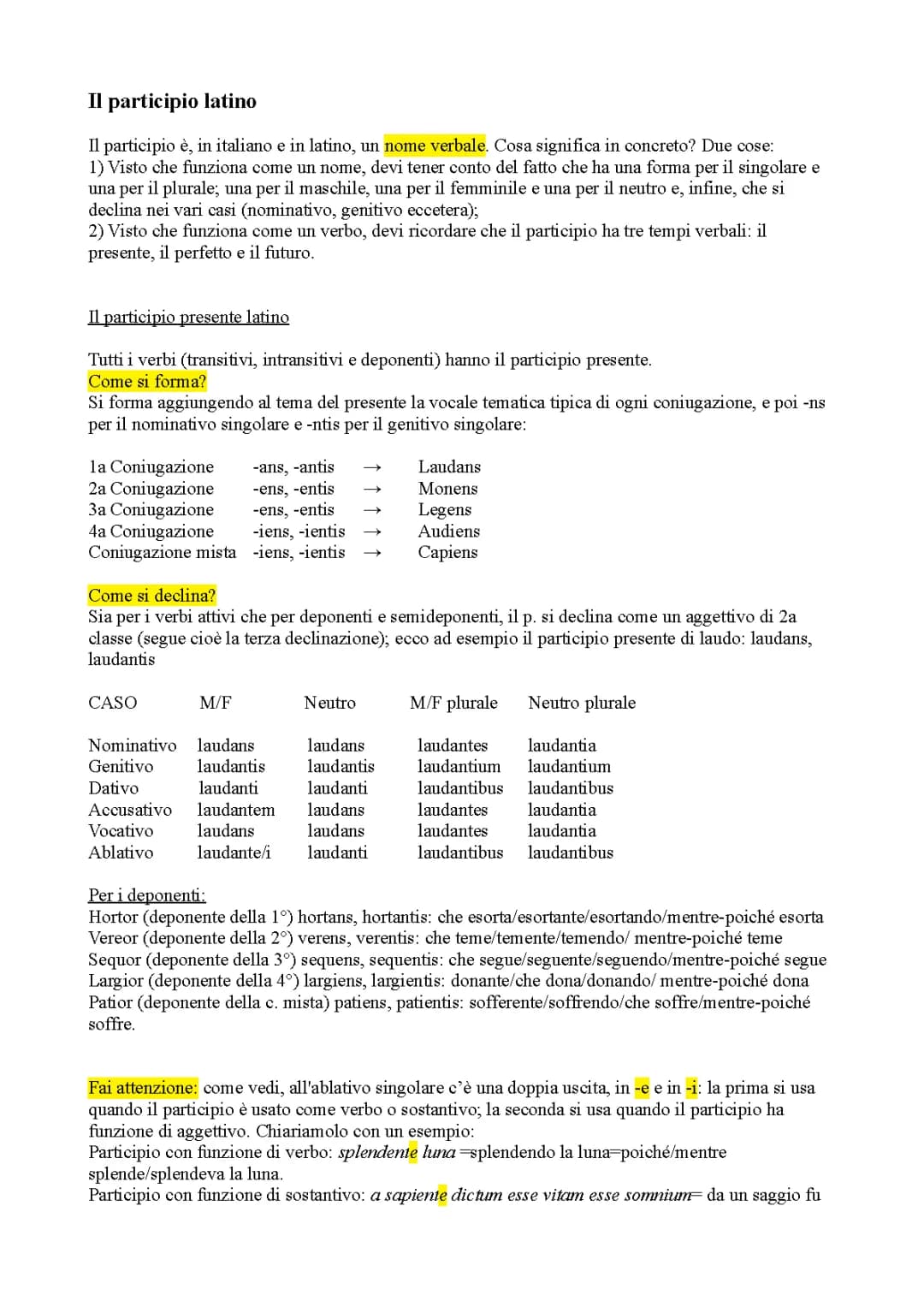 il participio latino
