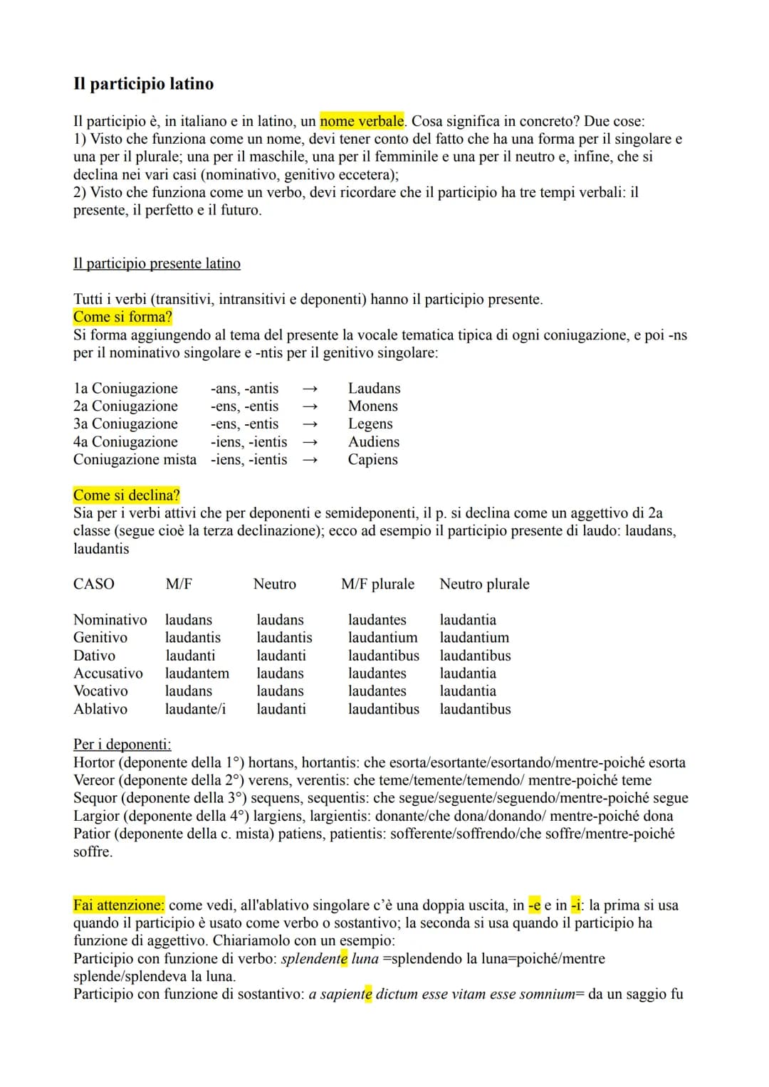 Il participio latino
Il participio è, in italiano e in latino, un nome verbale. Cosa significa in concreto? Due cose:
1) Visto che funziona 