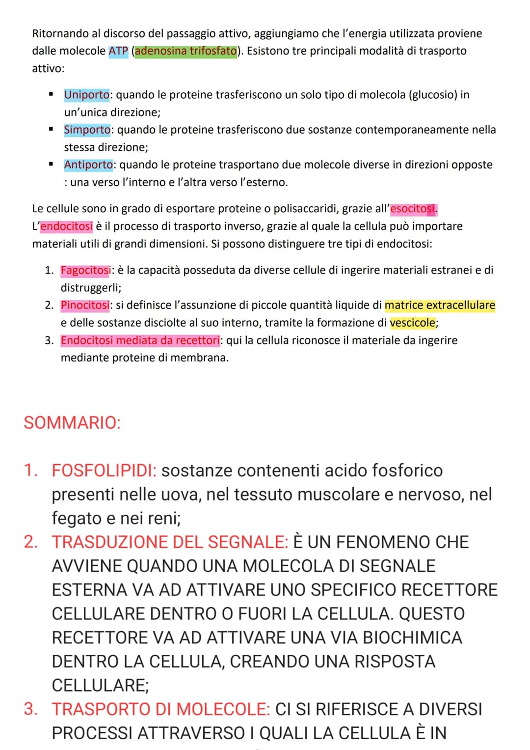 STRUTTURA E FUNZIONI DELLA MEMBRANA PLASMATICA
La membrana plasmatica consente alle cellule di interagire tra loro e regola gli scambi di
ma