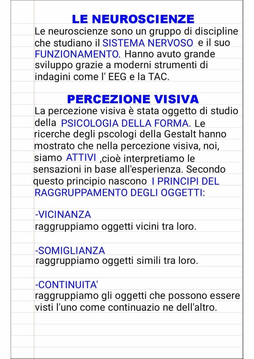 LA PERCEZIONE
La PERCEZIONE è uno dei processi
cognitivi della mente umana che permette di
scoprire l'ambiente. Noi percepiamo
attraverso gl