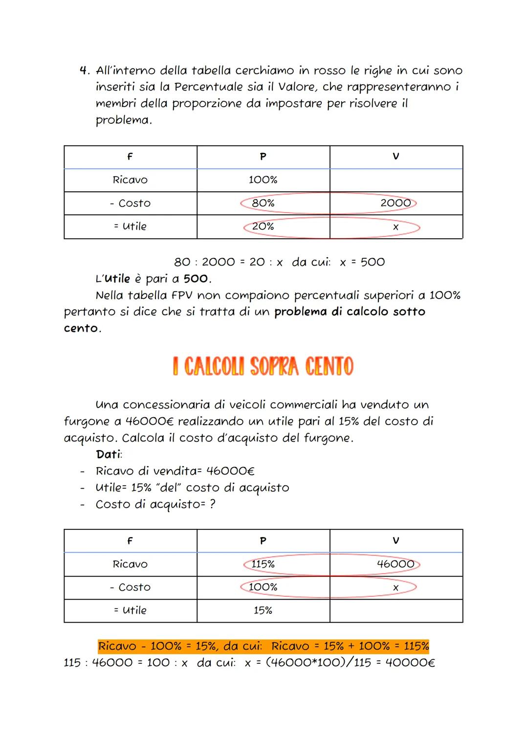 # Gli strumenti operativi

## I CALCOLI SOTTO E SOPRA CENTO

| F | P | V |
|---|---|---|
|   |   |   |
|   |   |   |
|   |   |   |

Nella pr
