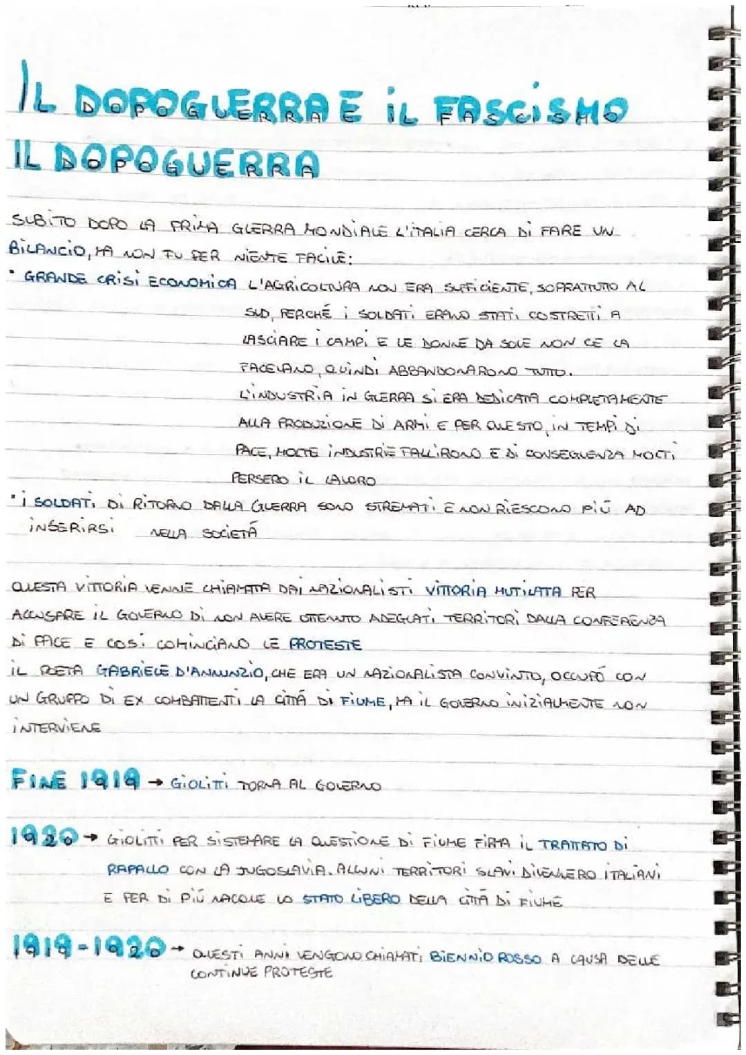 IL DOPOGUERRA E IL FASCISMO