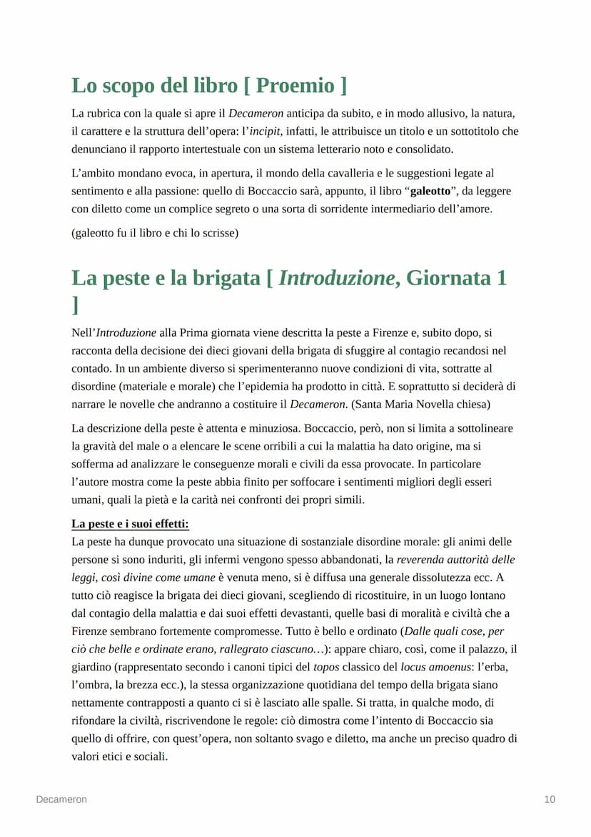Decameron
[ 1349-1353] → Giovanni Boccaccio compone la sua opera più importante.
Dal greco: Decameron di dieci giorni (deca=dieci)
• Boccacc