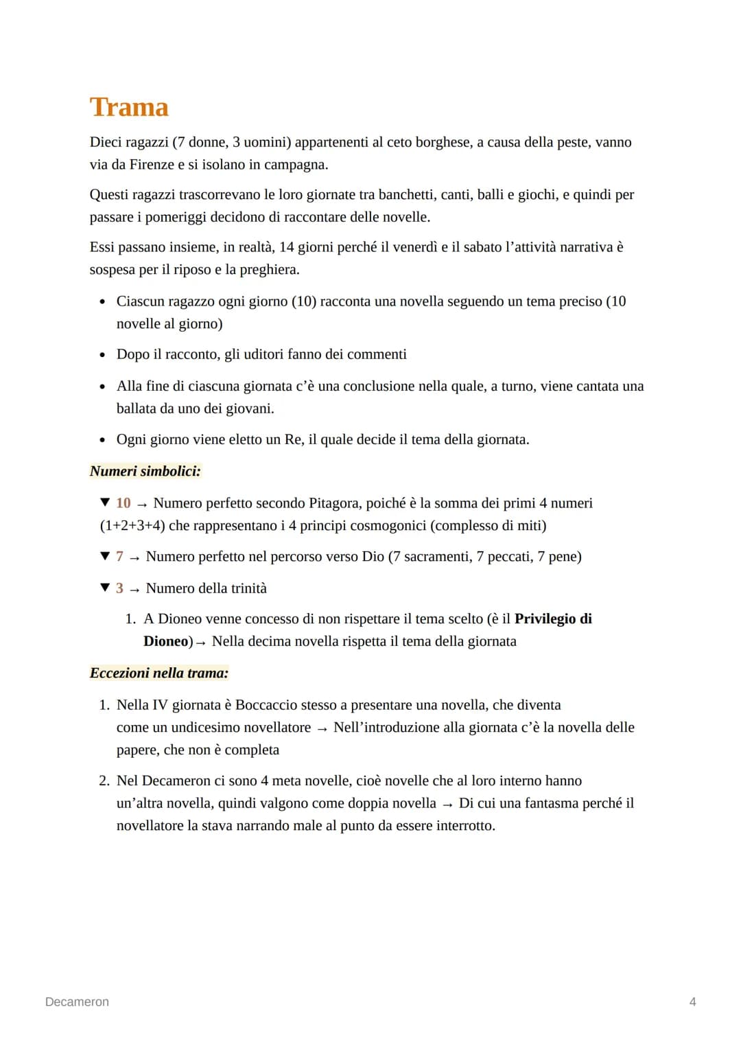 Decameron
[ 1349-1353] → Giovanni Boccaccio compone la sua opera più importante.
Dal greco: Decameron di dieci giorni (deca=dieci)
• Boccacc