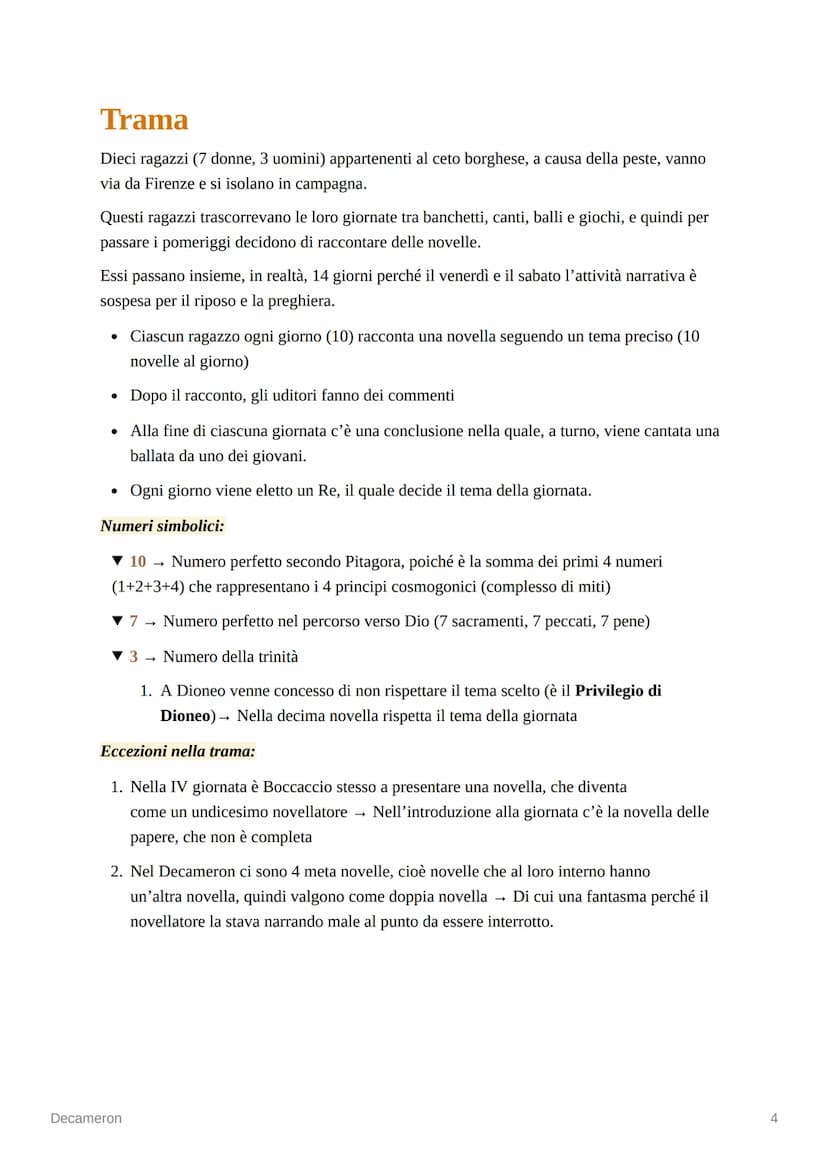Decameron
[ 1349-1353] → Giovanni Boccaccio compone la sua opera più importante.
Dal greco: Decameron di dieci giorni (deca=dieci)
• Boccacc