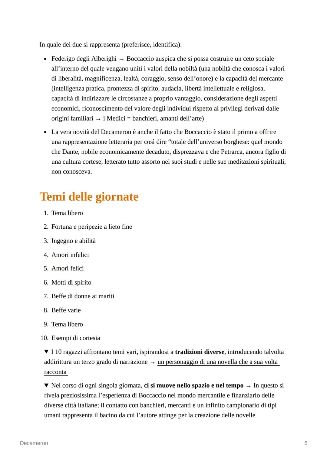 Decameron
[ 1349-1353] → Giovanni Boccaccio compone la sua opera più importante.
Dal greco: Decameron di dieci giorni (deca=dieci)
• Boccacc