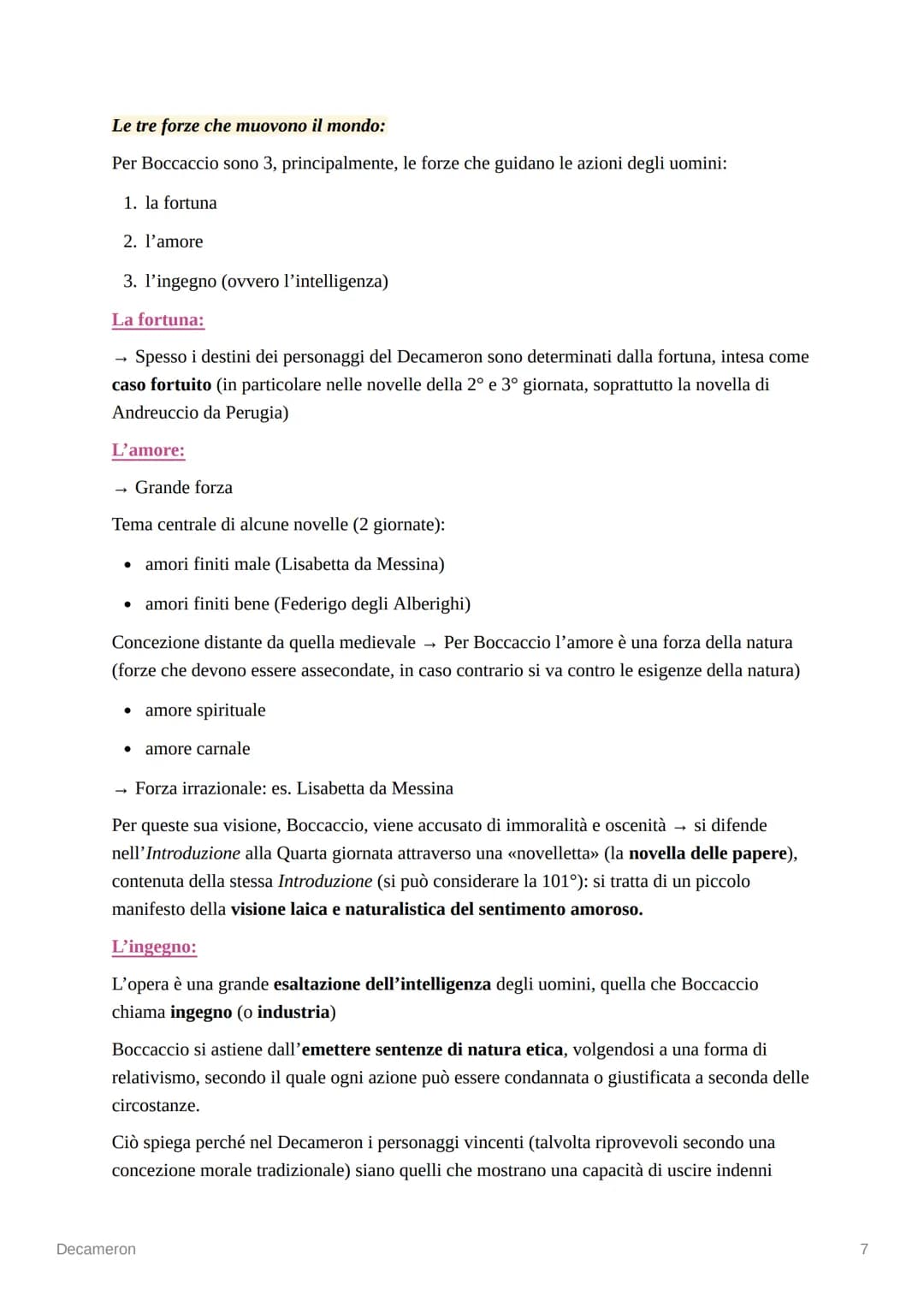 Decameron
[ 1349-1353] → Giovanni Boccaccio compone la sua opera più importante.
Dal greco: Decameron di dieci giorni (deca=dieci)
• Boccacc