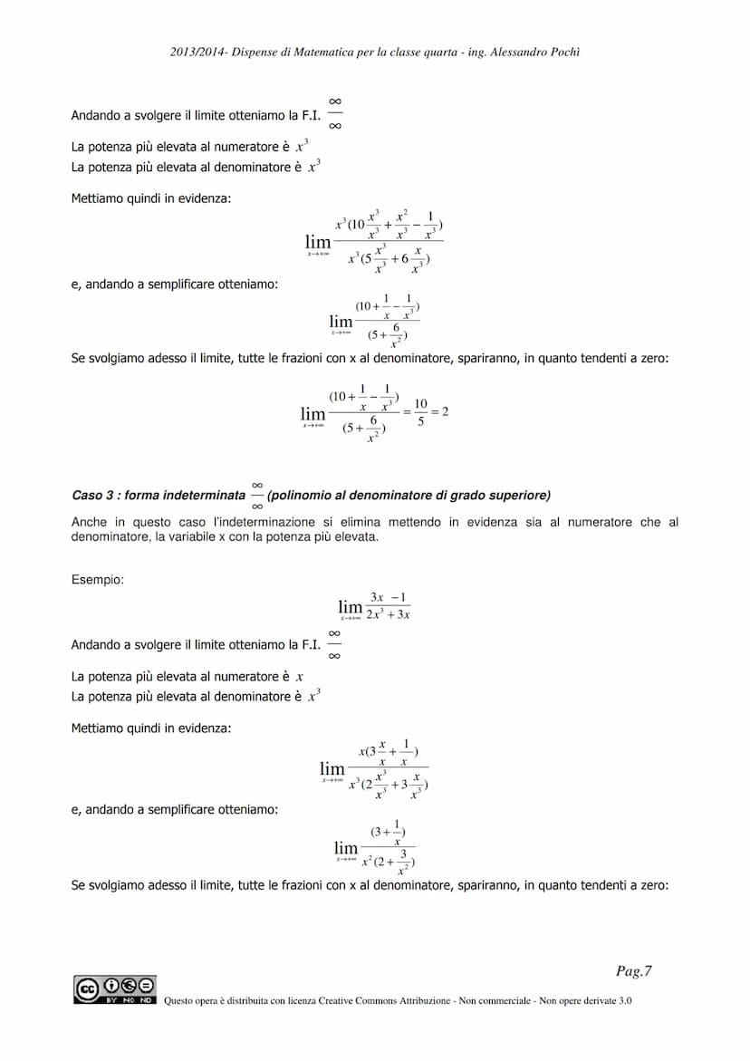 Dispense di Matematica
classe quarta
Limiti e derivate
π
O
BY NC ND
Questa opera è distribuita con:
Licenza Creative Commons Attribuzione - 