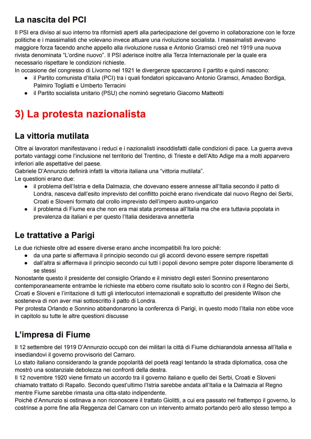 L'ITALIA DAL DOPOGUERRA AL
FASCISMO
1) La crisi del dopoguerra
L'economia postbellica
Alla fine della guerra l'Italia dovette affrontare num
