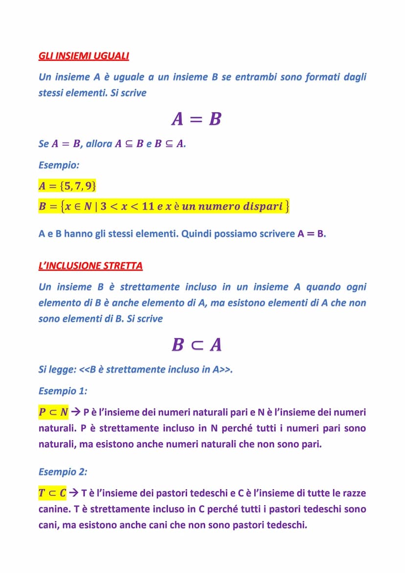 GLI INSIEMI
In senso matematico, un insieme è una collezione di elementi distinti,
aventi caratteristiche comuni in cui è molto importante i
