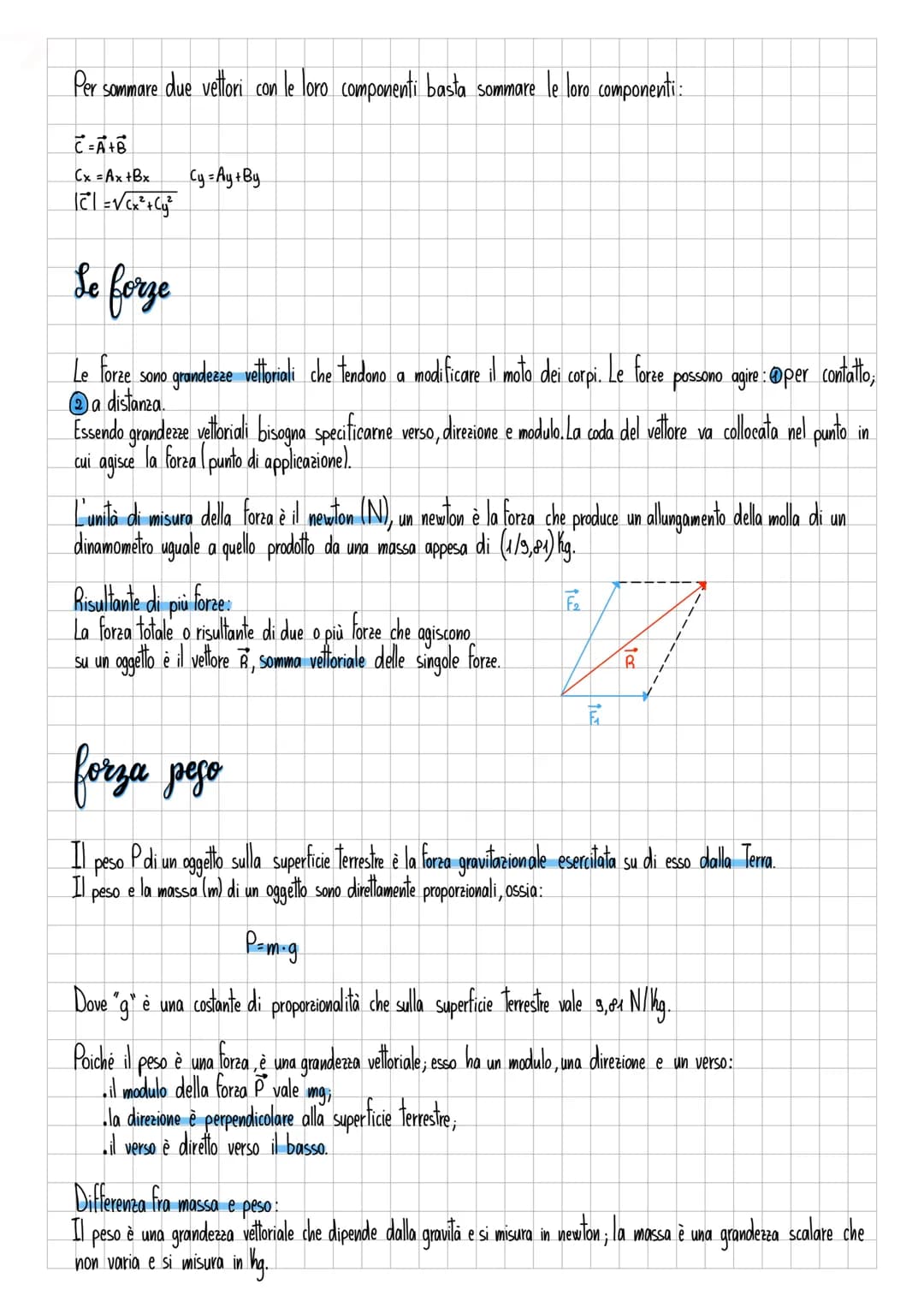 I vettori e le forze
Una grandezza vettoriale è una grandezza fisica rappresentata matematicamente da un vettore.
Un vettore è un ente matem