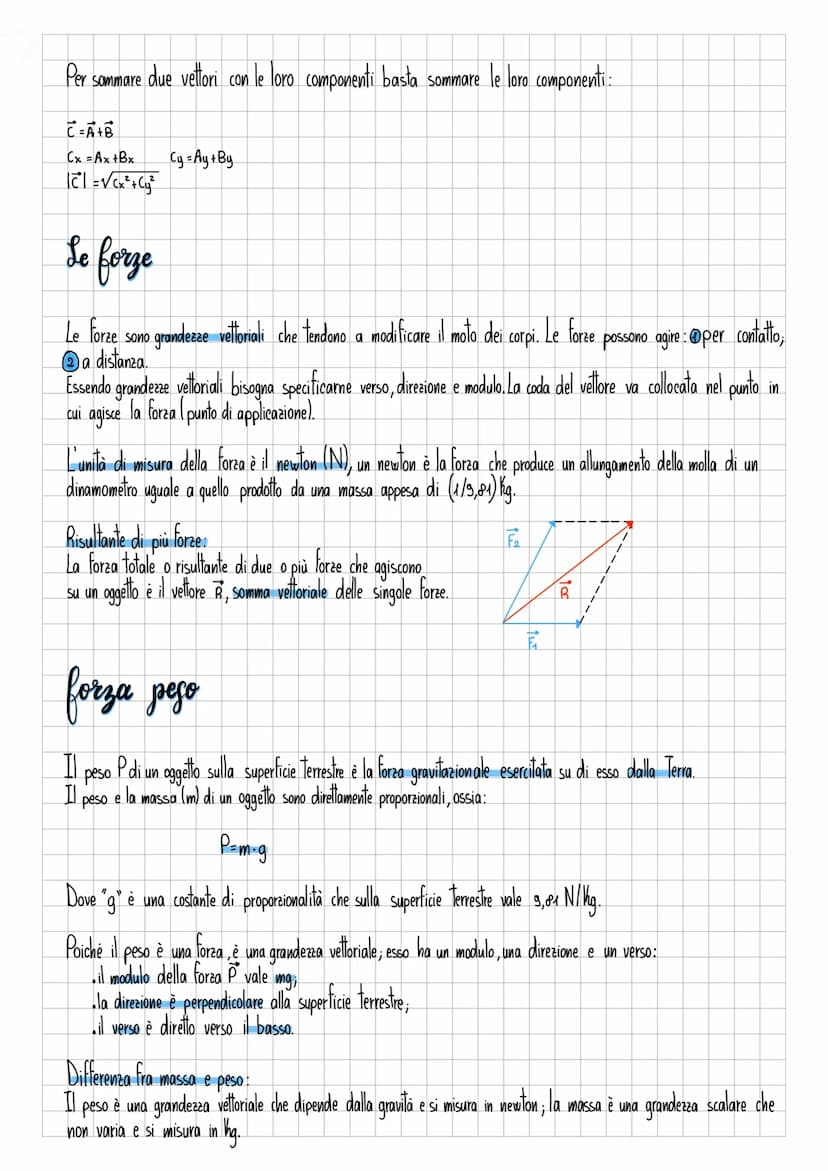 I vettori e le forze
Una grandezza vettoriale è una grandezza fisica rappresentata matematicamente da un vettore.
Un vettore è un ente matem